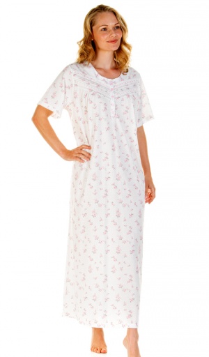 La Marquise Floral Dots Short Sleeve Long Length Nightdress - Suzanne ...