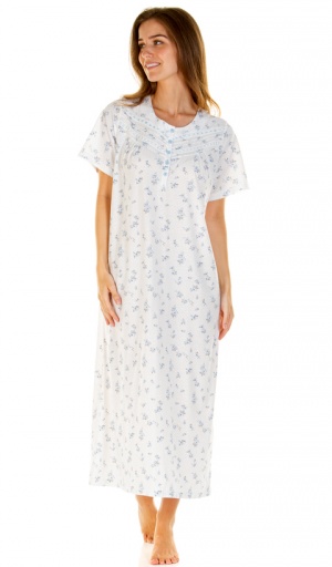 La Marquise Floral Dots Short Sleeve Long Length Nightdress - Suzanne ...