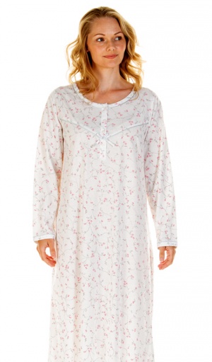 La Marquise Floral Dots Long Sleeve Long Length Nightdress - Suzanne ...