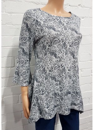 Shaped Hem Floral Top - Suzanne Charles