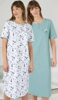 Damart Pack of 2 Short Sleeve 100% Cotton Nightdresses