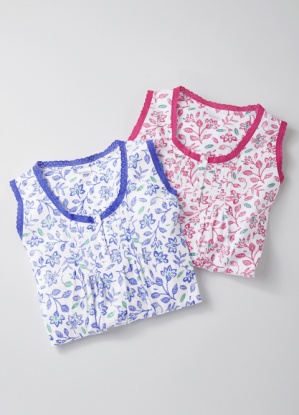 Damart Pack of 2 Sleeveless 100%  Cotton Nightdresses