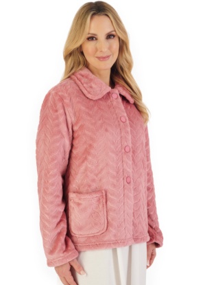 Slenderella  Super Soft Jacquard Button Bed Jacket