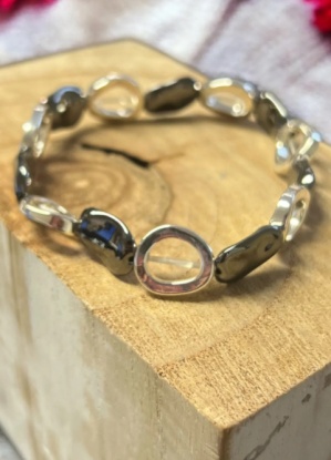 Jess and Lou Silver & Pewter Pebble & Hoop Bracelet