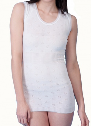 White Snowdrop Brushed Thermal Lace French Neck Vest - Suzanne Charles