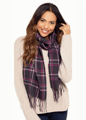 Ladies Brushed Pink Check Scarf - Suzanne Charles