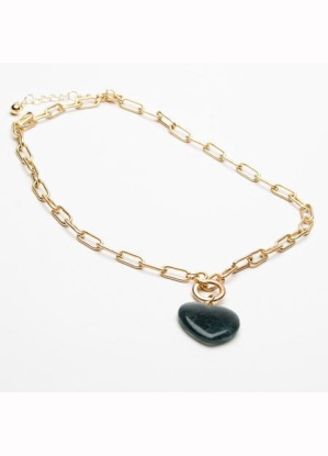 Eliza Gracious Stone Heart Large Link Necklace