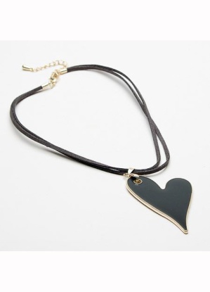 Eliza Gracious Enamelled Heart Pendant Suede Cord Necklace