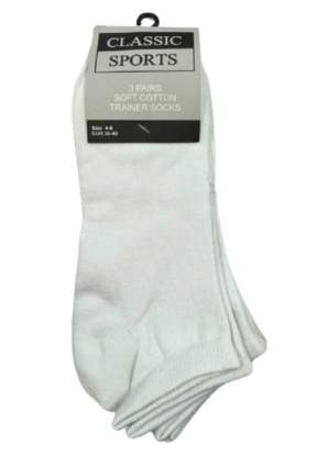 Ladies Classic White Trainer Socks 3 Pair Pack