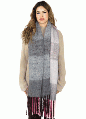 Ladies Brushed Pink Check Scarf - Suzanne Charles