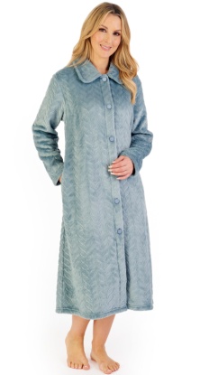 Slenderella Super Soft Jacquard Button Housecoat