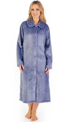 Slenderella Super Soft Jacquard Button Housecoat