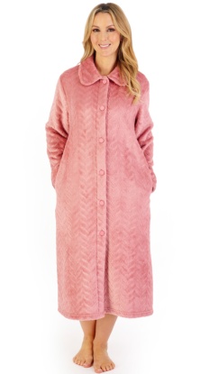 Slenderella Super Soft Jacquard Button Housecoat