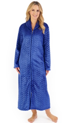 Slenderella Super Soft JacquardZip Housecoat