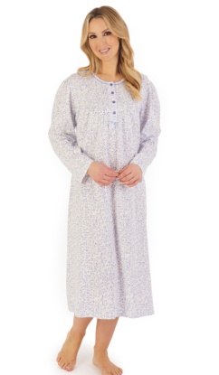 Slenderella Leaf Print Long Sleeve Nightdress