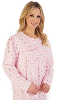 Slenderella Ditsy Floral Long Sleeve Brushed Cotton Nightdress