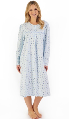 Slenderella Ditsy Floral Long Sleeve Brushed Cotton Nightdress