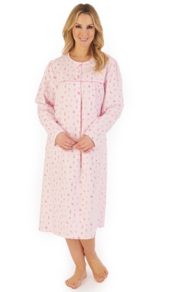 Slenderella Ditsy Floral Long Sleeve Brushed Cotton Nightdress