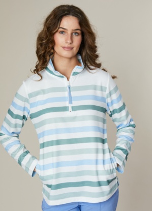 Jessica Graaf Stripe Printed Quarter Zip Jumper