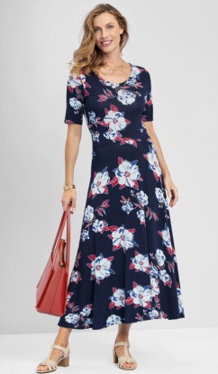 Damart Floral Print Comfort Stretch Dress