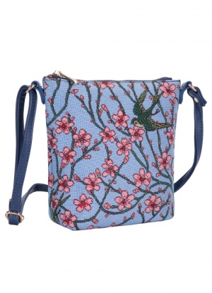 Signare Tapestry Small Crossbody Bag Sling Bag for Women with Tulip White  Floral Design (SLING-TULWT)