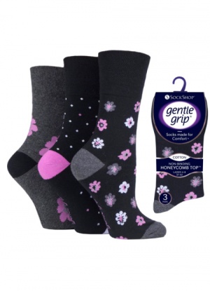 Gentle Grip 3 pack Plain White Socks - Suzanne Charles