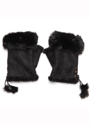 Pure Fashions Warm Fingerless Faux Fur Gloves