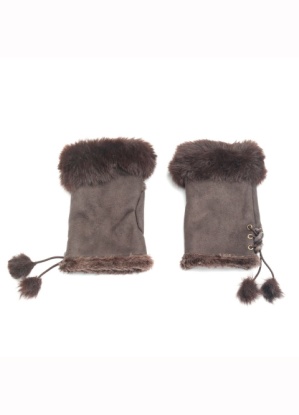 Pure Fashions Warm Fingerless Faux Fur Gloves