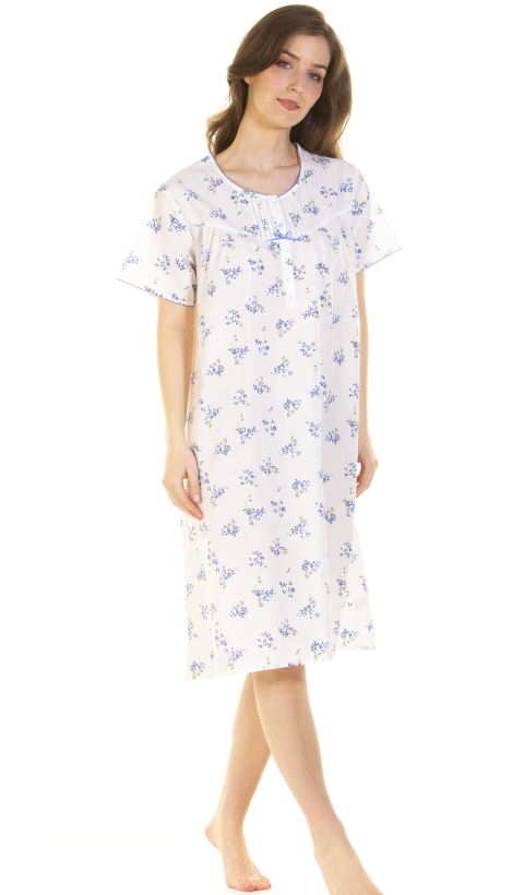 La Marquise Meadow Short Sleeve Polycotton Nightdress - Suzanne Charles