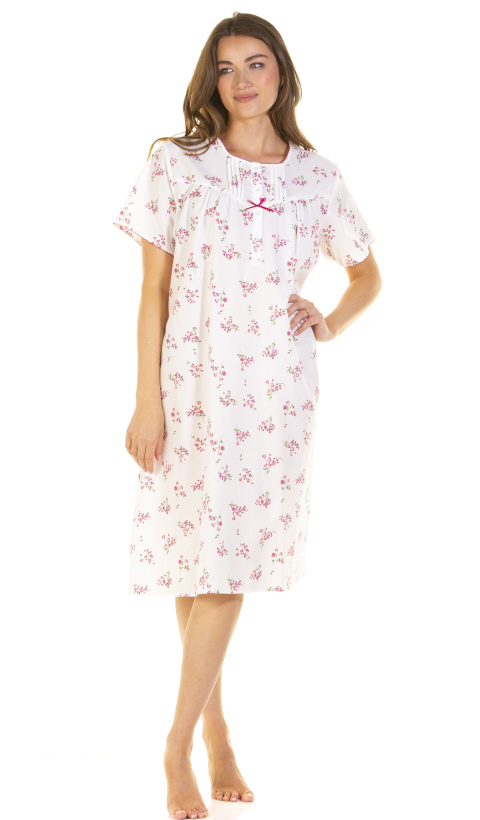 La Marquise Meadow Short Sleeve Polycotton Nightdress - Suzanne Charles