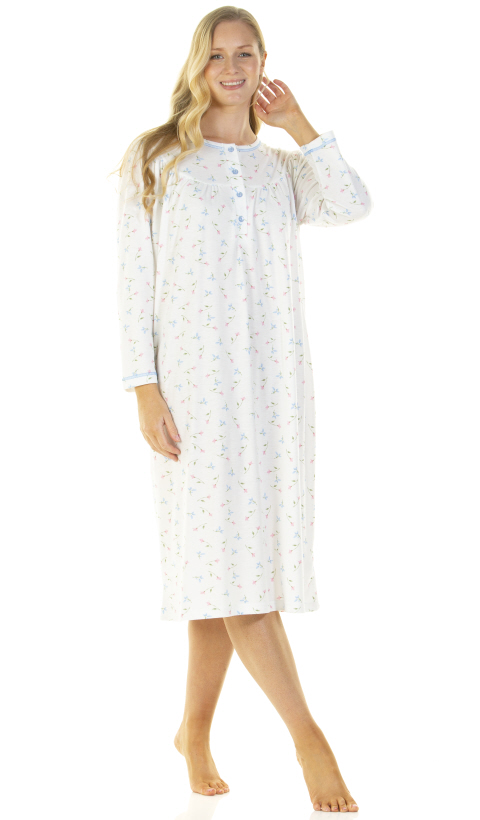 La Marquise Cuddleknit In Flower Leaf Long Sleeve Nightdress - Suzanne ...