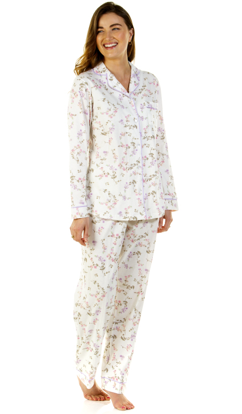 Sue Marks Flower Spray Cotton Long Sleeve Pyjamas - Suzanne Charles