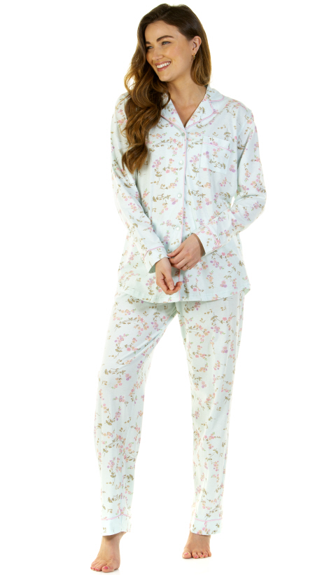 Sue Marks Flower Spray Cotton Long Sleeve Pyjamas - Suzanne Charles