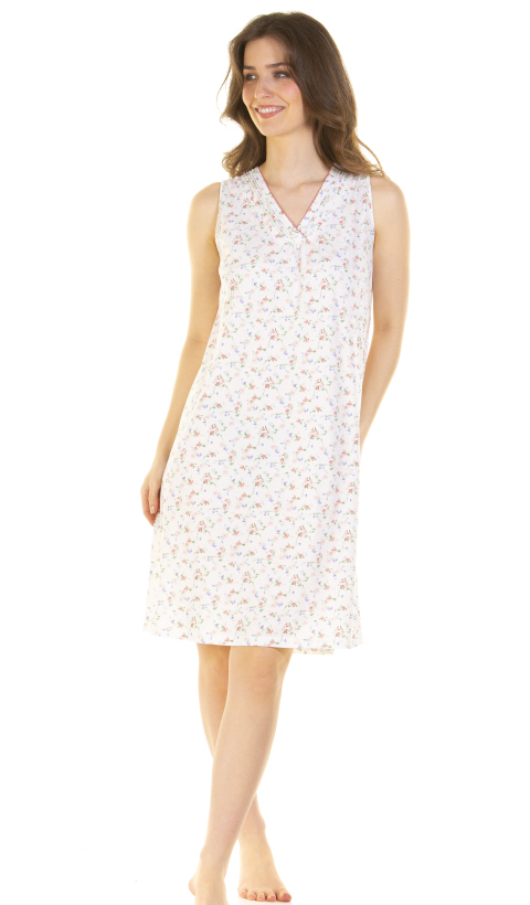 La Marquise Pleated Susan Cotton Rich Sleeveless Nightdress - Suzanne ...