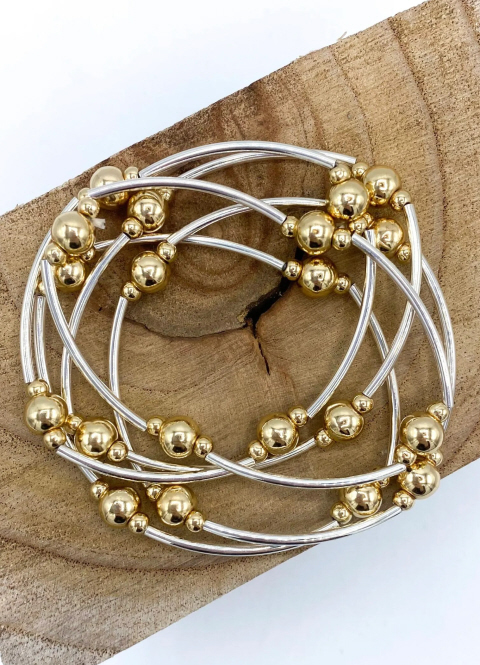 Jess and Lou Multi-Strand Silver and Gold Bracelet