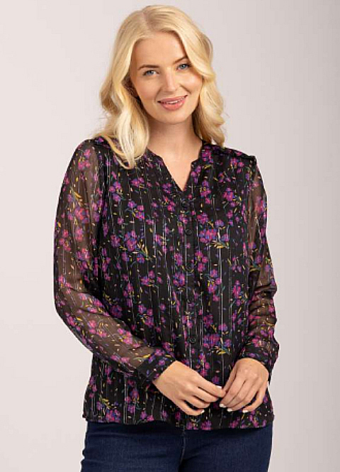 Mudflower Chiffon Blouse - Suzanne Charles