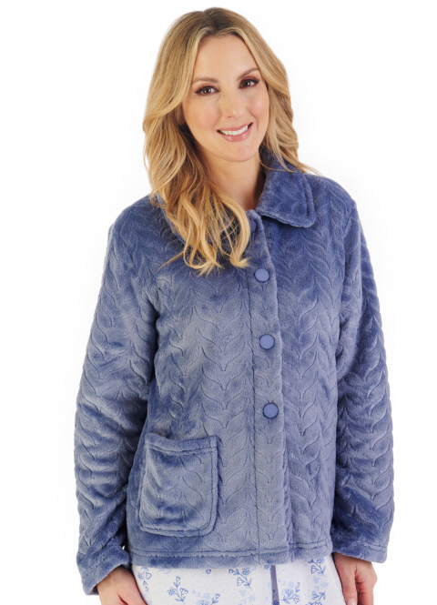 Slenderella  Super Soft Jacquard Button Bed Jacket