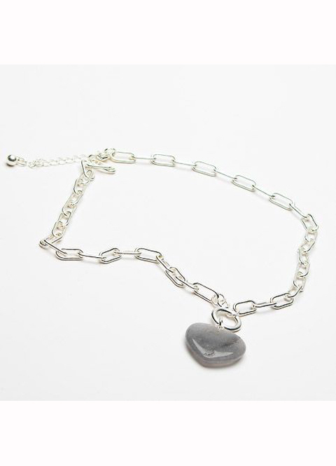 Eliza Gracious Stone Heart Large Link Necklace