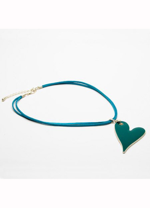 Eliza Gracious Enamelled Heart Pendant Suede Cord Necklace