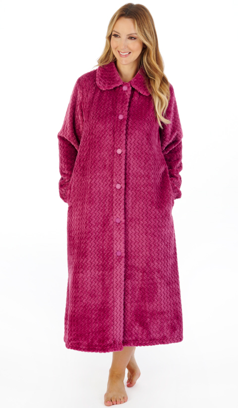 Slenderella soft jacquard Button Housecoat - Suzanne Charles
