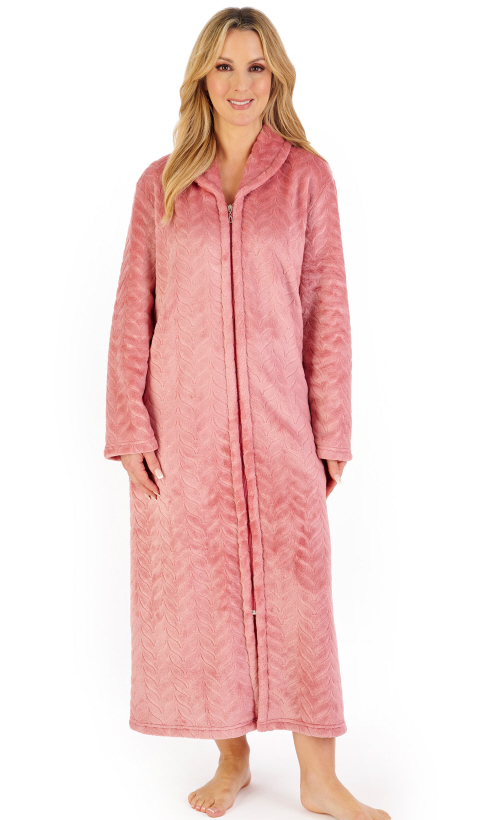 Slenderella Super Soft JacquardZip Housecoat