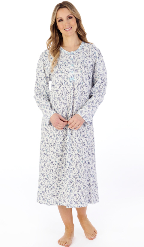 Slenderella Ditsy Floral Long Sleeve Night Dress - Suzanne Charles