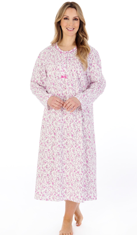 Slenderella Ditsy Floral Long Sleeve Night Dress - Suzanne Charles