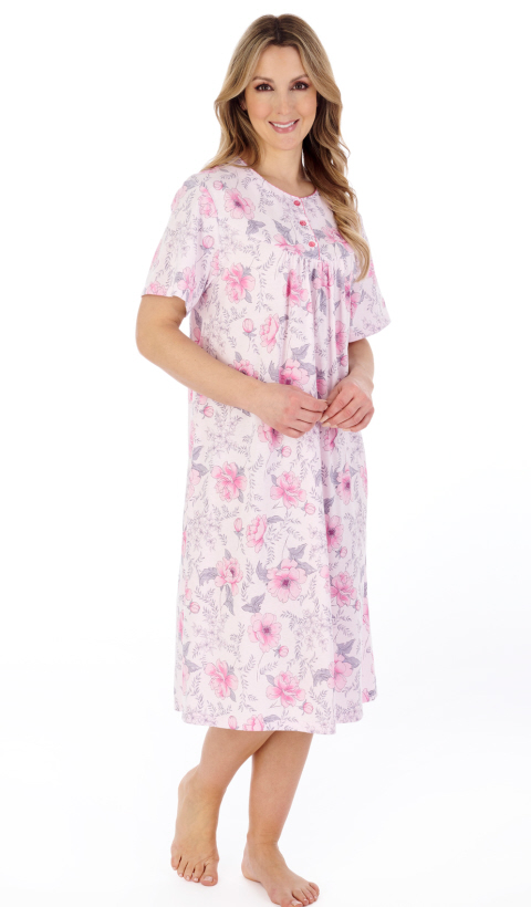 Slenderella 100% Cotton Floral Short Sleeve Nightdress - Suzanne Charles