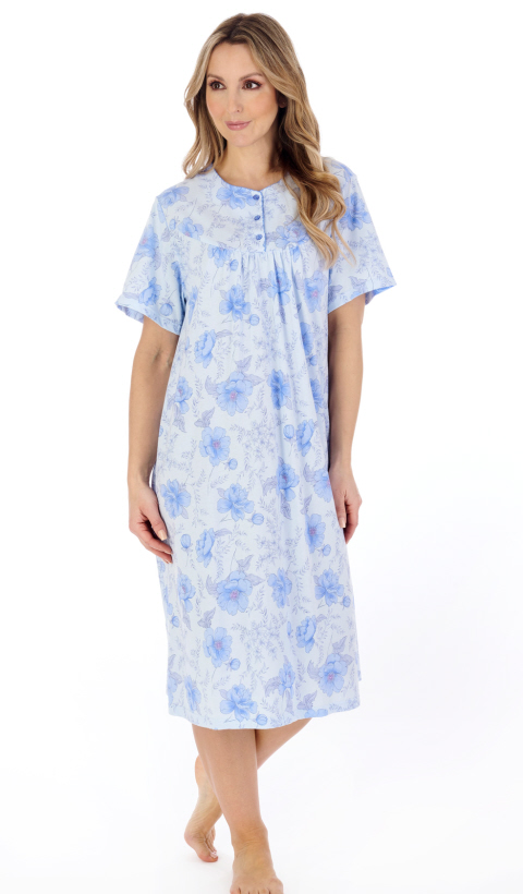 Slenderella 100% Cotton Floral Short Sleeve Nightdress - Suzanne Charles