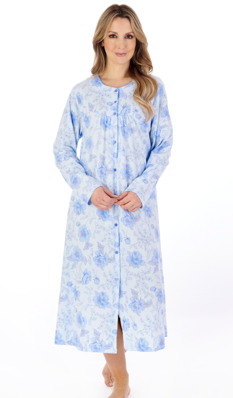 Slenderella 100% Cotton Long Sleeve Button Through Nightdress - Suzanne ...