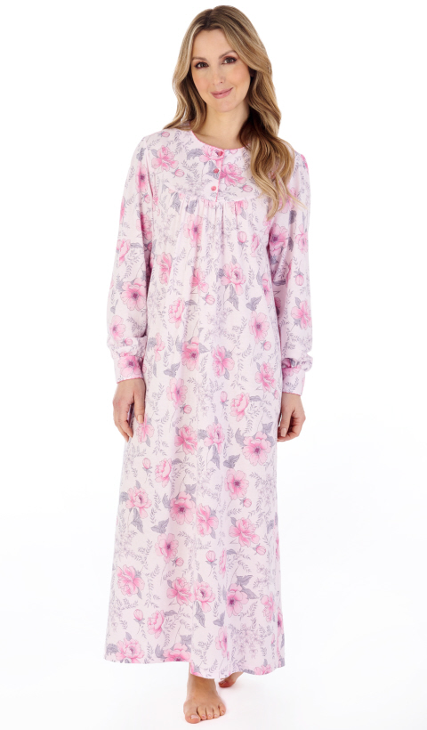 Slenderella 100% Cotton Floral Long Sleeve Nightdress - Suzanne Charles