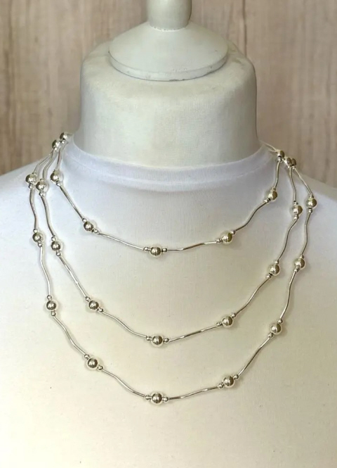 Jess and Lou Radiant Silver Harmony Triple Strand Necklace