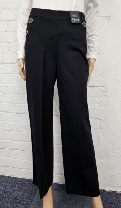 Emreco Gold Button Pull On 27'' Wide Leg Ponte Trousers