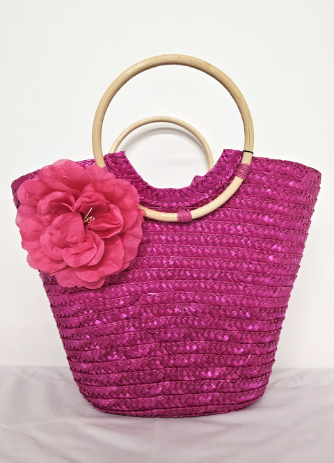 Superbia Flower Raffia Tote Bag - Suzanne Charles